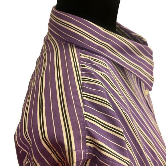 Lauren Ralph Lauren Purple and White Button Down Top Size XL - Picture 7 of 13